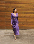 Vestido Jacquard Aberturas Morado