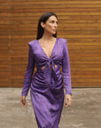 Vestido Jacquard Aberturas Morado