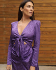 Vestido Jacquard Aberturas Morado