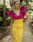 Vestido Briggid Buganvilla y Amarillo