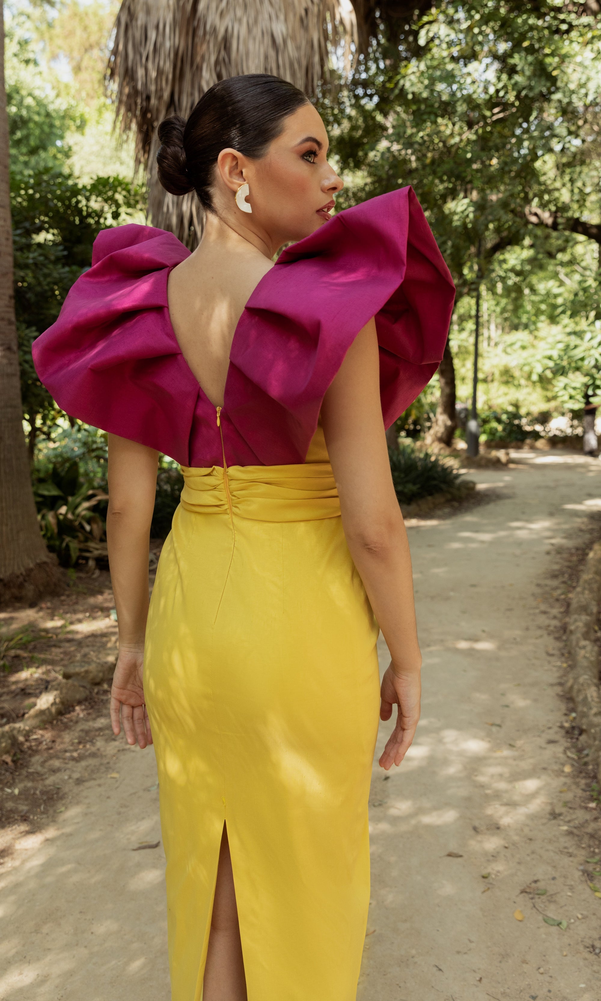 Vestido Briggid Buganvilla y Amarillo