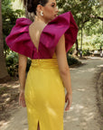 Vestido Briggid Buganvilla y Amarillo