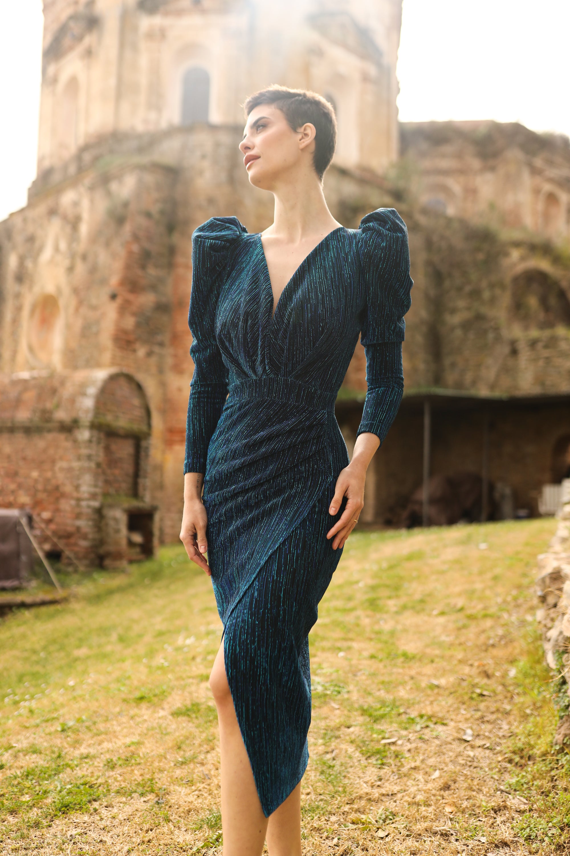 blue lurex dress Women's Blue Lurex Sequin Knit Mini Dress